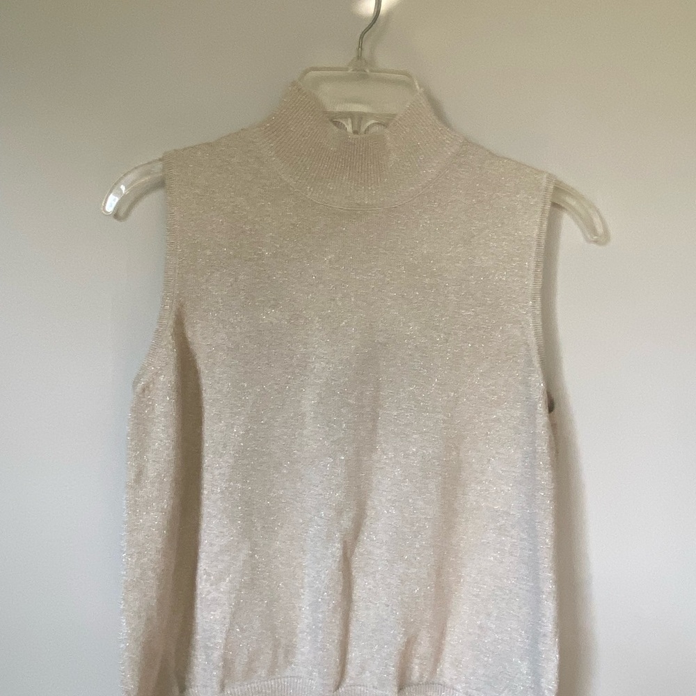 Marisa Christina Cream Cowl Neck Sweater with Gold Shimmer